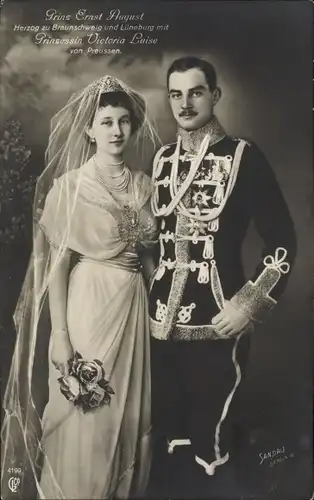 Ak Herzog Ernst August von Braunschweig, Prinzessin Victoria Luise von Preußen, Hochzeit