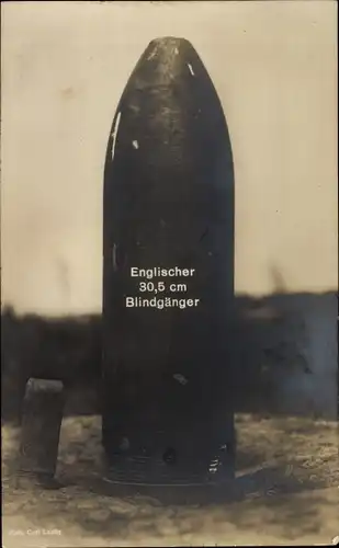 Ak Englischer 30,5 cm-Blindgänger, Kriegsbeute