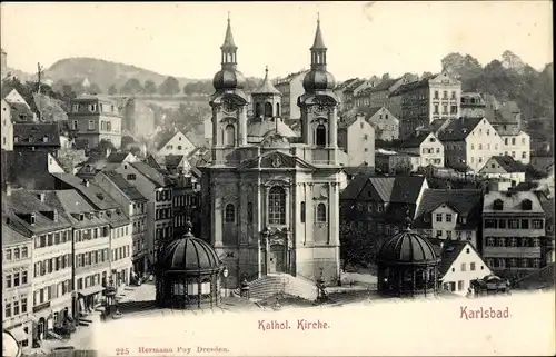 Ak Karlovy Vary Karlsbad Stadt, Katholische Kirche