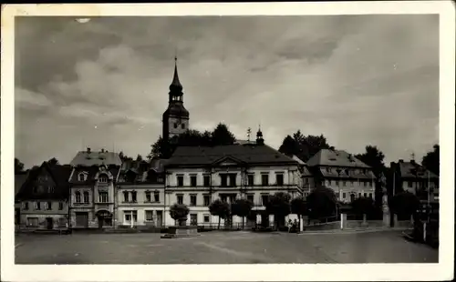 Ak Chřibská Kreibitz Region Aussig, Platz, Turm, Geschäfte