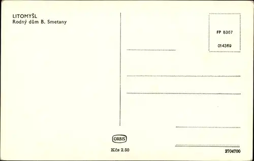 Ak Litomyšl Leitomischl Region Pardubice, Rodny dum B. Smetany