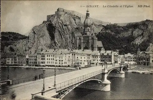 Ak Dinant Wallonia Namur, Zitadelle und Kirche