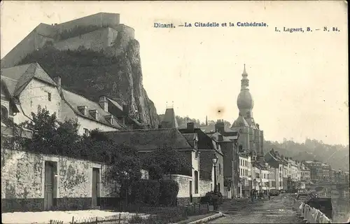 Ak Dinant Wallonia Namur, Zitadelle und Kathedrale