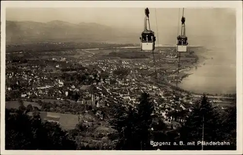 Ak Riedenburg Bregenz am Bodensee Vorarlberg, Pfänderbahn in Fahrt, Totale