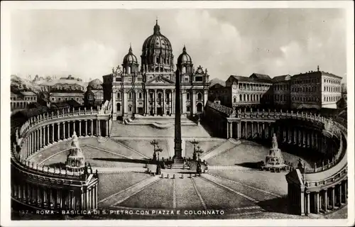 Ak Roma Rom Lazio, Basilica di S. Pietro con Piazza e Colonnato