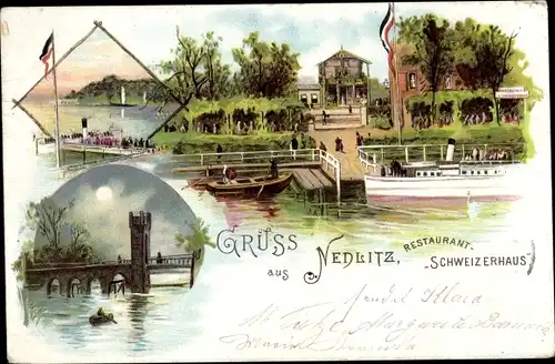 Mondschein Litho Nedlitz Potsdam in Brandenburg, Restaurant Schweizerhaus