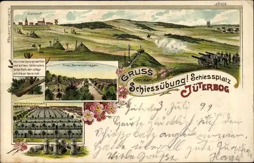 Litho Jüterbog Kreis Teltow Fläming, Zieldorf, Schiessplatz, Barackenlager, Zieldorf