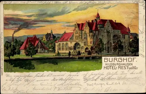 Litho Hildburghausen in Thüringen, Hotel und Restaurant Burghof