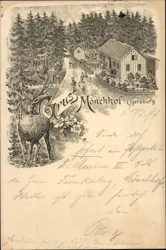 Litho Elgersburg in Thüringen, Mönchhof, Hirsch