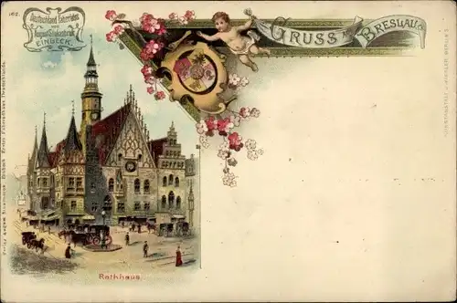 Litho Wrocław Breslau Schlesien, Rathaus