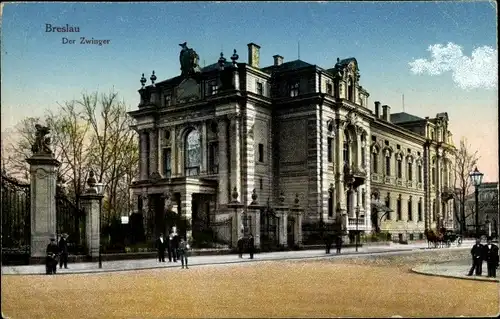 Ak Wrocław Breslau Schlesien, Der Zwinger, Straßenansicht