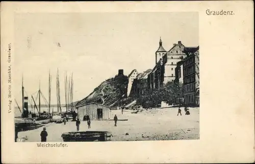 Ak Grudziądz Graudenz Westpreußen, Weichselufer