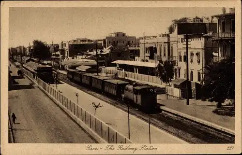 Ak Suez Ägypten, The Railway Station