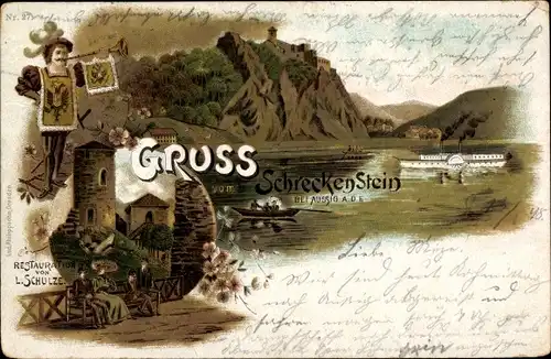 Litho Strekov Schreckenstein Ústí nad Labem Aussig Elbe Stadt, Trompeter, Restaurant Schulze