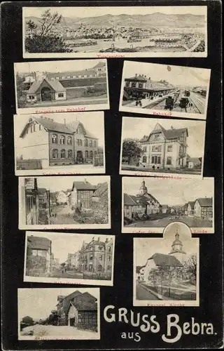 Ak Bebra an der Fulda in Hessen, Bahnhof, Schulhaus, Postgebäude, Unter der Linde