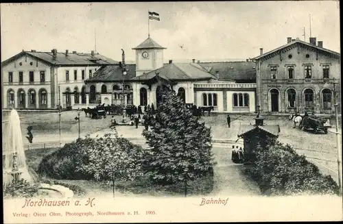 Ak Nordhausen am Harz, Bahnhof