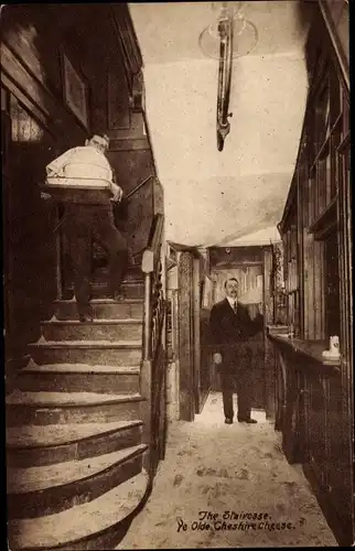 Ak Cheshire England, The Staircase, Ye Olde Cheshire Cheese