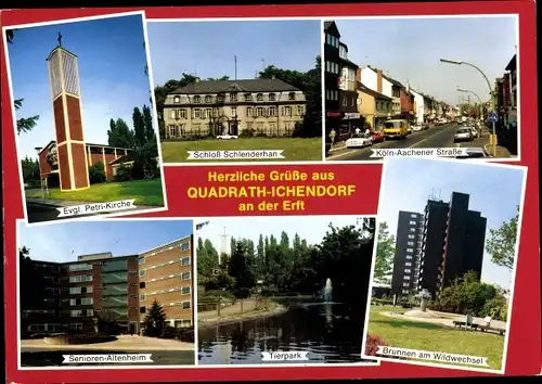 Ak Quadrath-Ichendorf Bergheim Nordrhein Westfalen, Schloss, Petrikirche, Tierpark, Altenheim