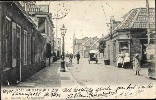 Ak Katwijk aan Zee Südholland Niederlande, Straßenpartie, Geschäft