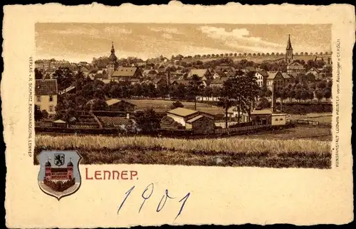 Litho Lennep Remscheid im Bergischen Land, Gesamtansicht, Wappen