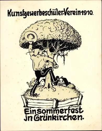 Künstler Ak Kunstgewerbeschülerverein 1910, Sommerfest in Grünkirchen