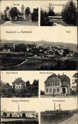 Ak Nowy Kościół Neukirch an der Katzbach Niederschlesien, Schloss, Schule, Zementfabrik