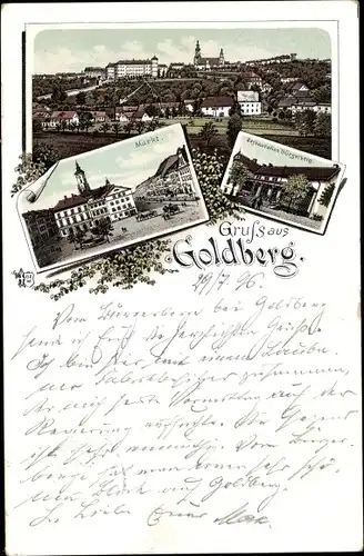 Litho Złotoryja Goldberg Schlesien, Markt, Totalansicht