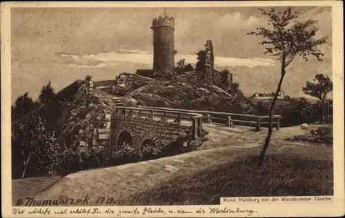 Künstler Ak Thomasczek, O., Mühlberg Drei Gleichen Thüringen, Burg Mühlburg