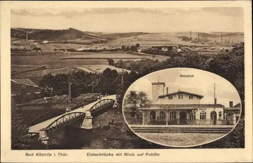 Ak Bad Köstritz, Elsterbrücke, Bahnhof