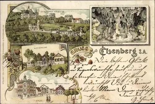 Litho Eisenberg in Thüringen, Geyer's Villa, Garten, Grotte