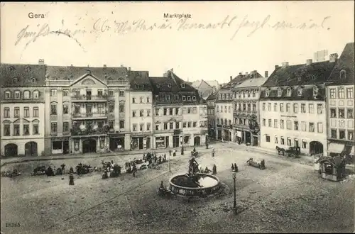 Ak Gera in Thüringen, Marktplatz, Brunnen