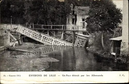 Ak Lille Nord, Eine von den Deutschen zerstörte Brücke
