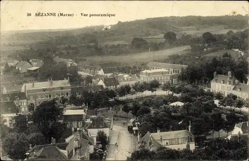 Ak Sézanne Marne, Vue panoramique