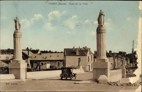 Ak Fismes Marne, Pont sur la Vesle