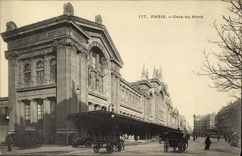 Ak Paris X, Gare du Nord, Kutsche