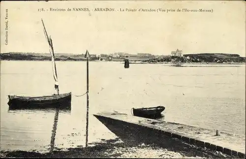 Ak Arradon Morbihan, La Pointe d’Arradon, Blick von Ile-aux-Moines