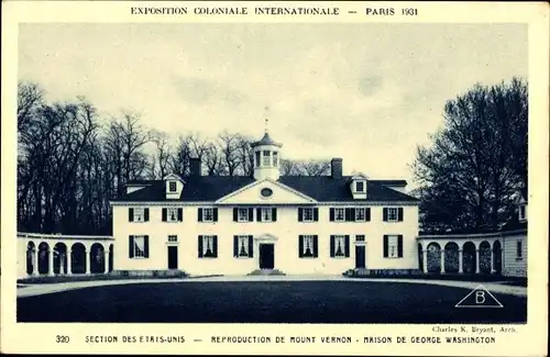 Ak Paris, Expo Coloniale Internationale 1931, Vernon, Sektion Vereinigte Staaten