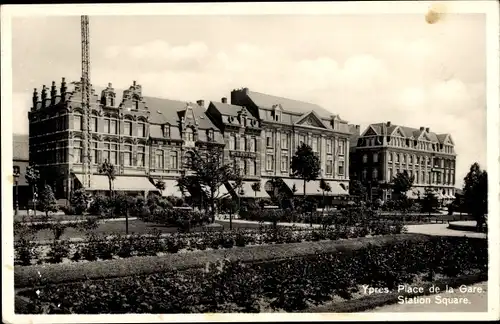 Ak Ypern Ypern Westflandern, Place de la Gare