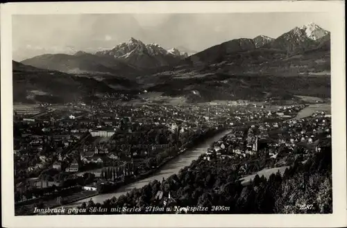 Ak Innsbruck in Tirol, Panorama gegen Süden, Serles, Nockspitze