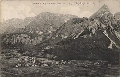 Ak Ehrwald in Tirol, Gesamtansicht, Sonnenspitze, Tajakopf