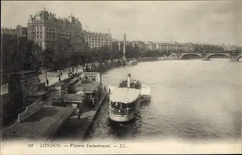 Ak London City England, Victoria Embankment