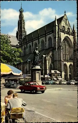 Ak Haarlem Nordholland Niederlande, Grote Markt mit Grote Kerk