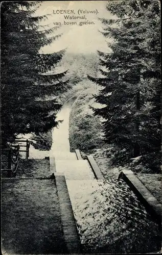 Ak Loenen auf der Veluwe Gelderland, Wasserfall von oben gesehen