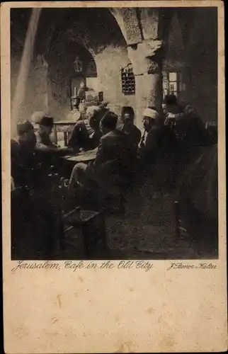 Ak Jerusalem Israel, Café in the Old City, Interior view, Wasserpfeife