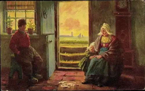 Künstler Ak Gerstenhauer, Johann Georg, Familie in niederländischer Tracht