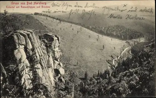 Ak Bad Harzburg am Harz, Eckertal, Rabenklippen, Brocken