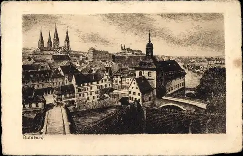 Ak Bamberg in Oberfranken, Gesamtansicht, Türme