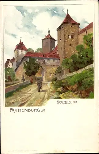 Künstler Ak Mutter, K., Rothenburg ob der Tauber Mittelfranken, Kobolzeller Tor