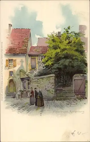 Künstler Litho Hammel, Otto, Rothenburg ob der Tauber Mittelfranken, Küstertreppe