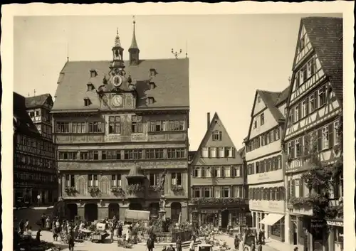 Ak Tübingen am Neckar, Rathaus, Marktplatz, Fachwerkhäuser